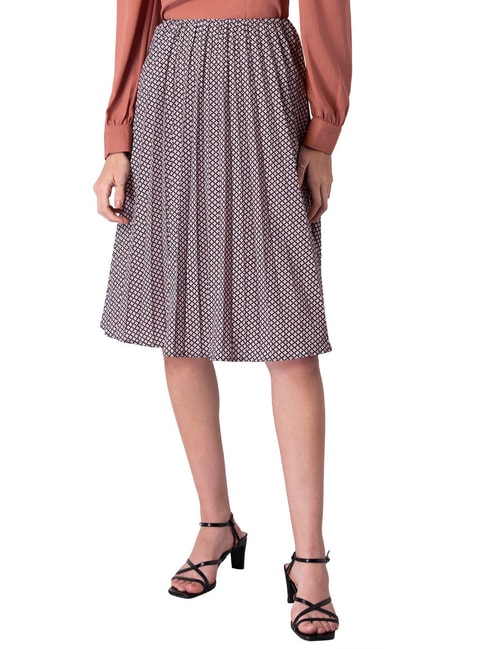FabAlley Black Geometric Pleated Midi Skirt Price in India