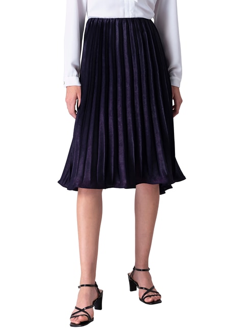 FabAlley Purple Satin Pleated Midi Skirt Price in India