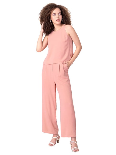 FabAlley Pink Sleeveless Top and Straight Pants Co-ord Set