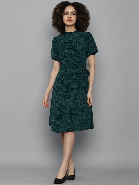 Allen Solly Green Printed A-Line Dress Price in India