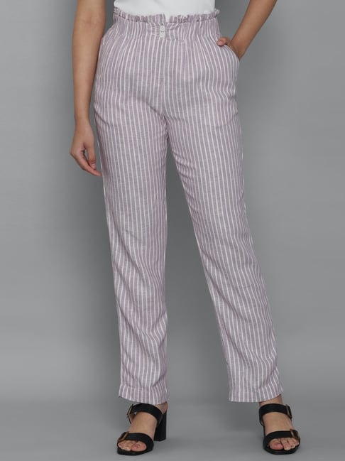 Medium Grey Stripe Trousers - Selling Fast at Pantaloons.com