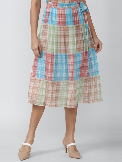 Van Heusen Multicolored Chequered A-Line Skirt Price in India