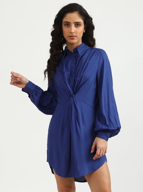 United Colors of Benetton Blue Mini Shirt Dress Price in India