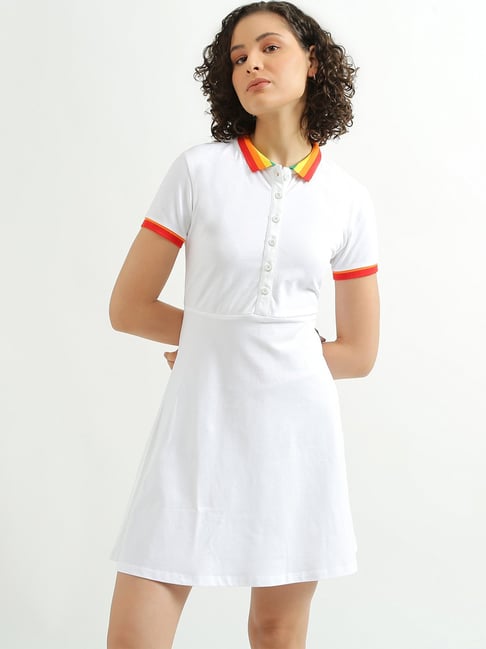 United Colors of Benetton White Mini T-Shirt Dress Price in India