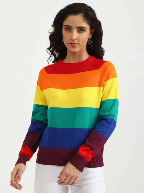 Buy United Colors of Benetton Multicolor Round Neck Striped
