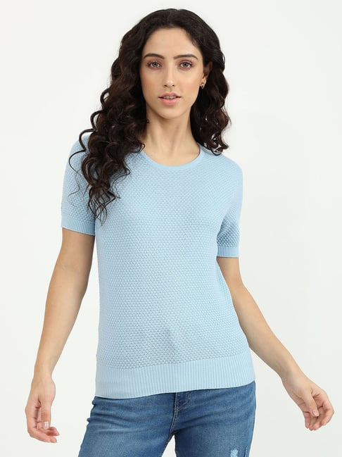 United Colors of Benetton Blue Round Neck Sweat Top