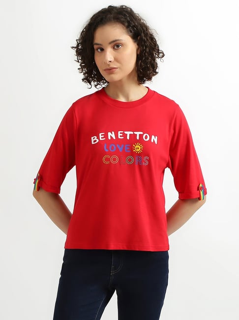 United Colors of Benetton Red Printed Top