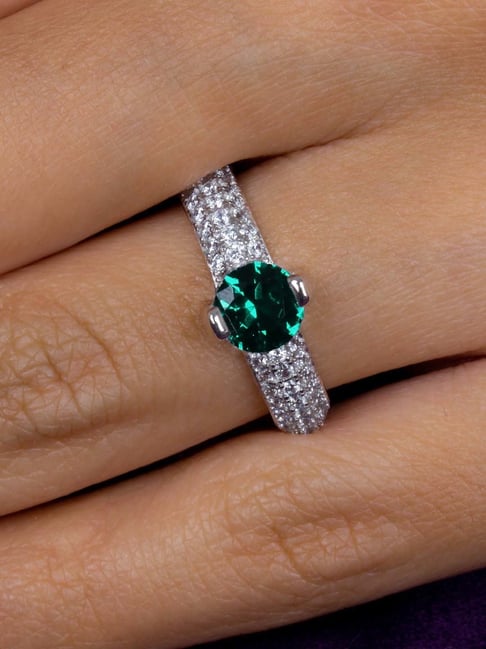 Green Natural Emerald silver ring at Rs 8000 in Jaipur | ID: 24181871248