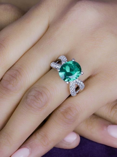 Emerald stone silver on sale ring buy online