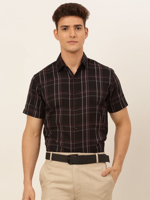 Jainish Black Regular Fit Checks Shirt-picture-15