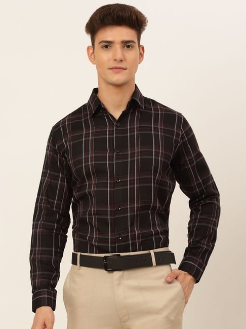 Jainish Black Regular Fit Checks Shirt-picture-17