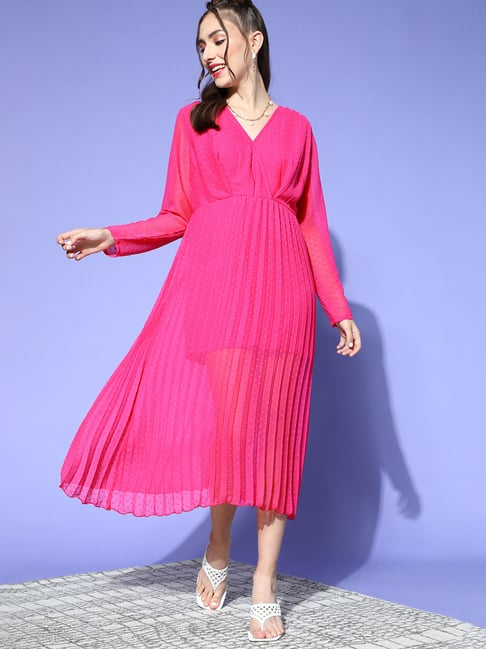 Melon by PlusS Pink Below Knee A Line Dress Price in India