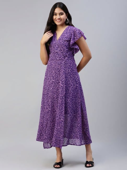Melon by PlusS Purple Printed Maxi Dress Price in India