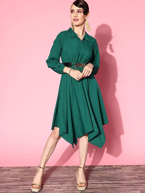 Melon by PlusS Green Midi High-Low Dress Price in India