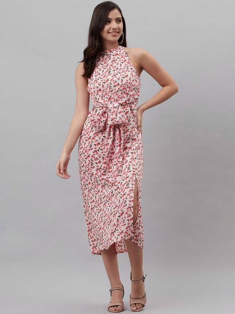 Melon by PlusS Pink Printed Below Knee A Line Dress Price in India