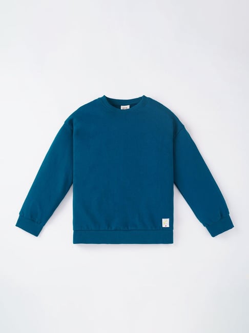 Ed-a-Mamma Kids Blue Cotton Regular Fit Full Sleeves Sweatshirt
