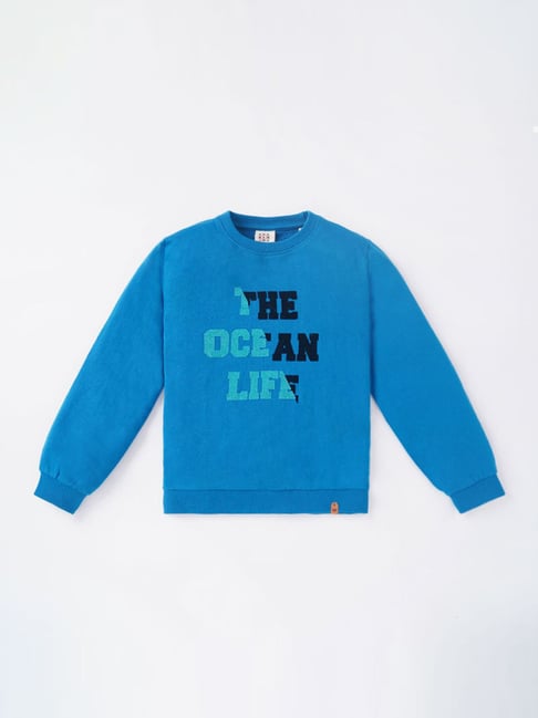 Ed-a-Mamma Kids Blue Cotton Printed Full Sleeves Sweatshirt