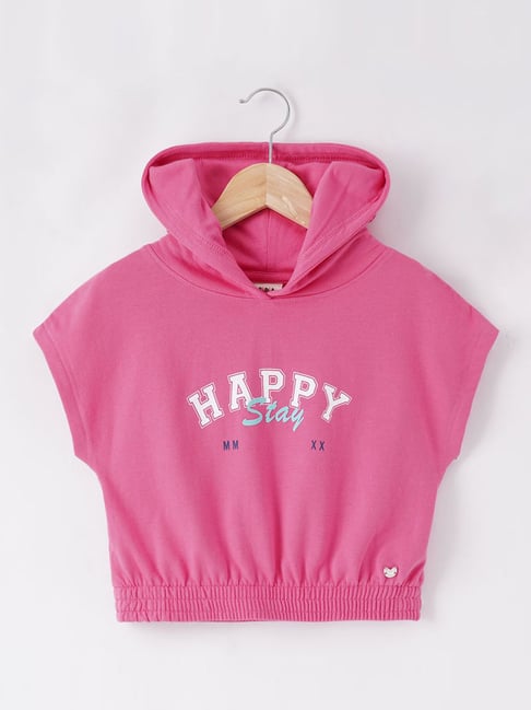 Ed-a-Mamma Kids Pink Cotton Printed Hooded T-Shirt-picture-39