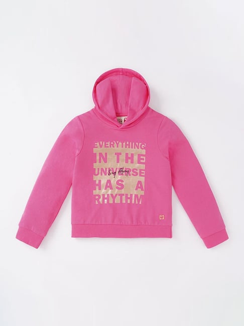 Buy Ed-a-Mamma Kids Pink Cotton Printed Hoodie Set for Girls