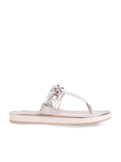 Aldo Women's Champagne T-Strap Sandals