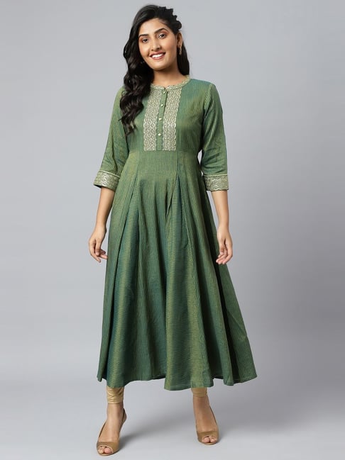 Aurelia Green Embroidered Maxi Dress Price in India