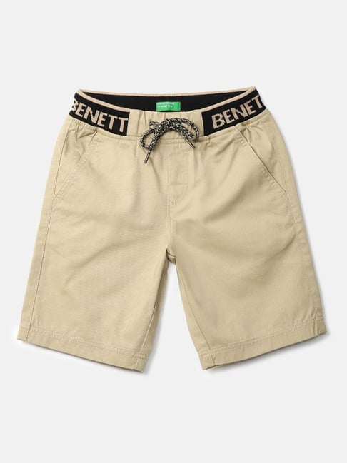 United Colors of Benetton Kids Beige Cotton Regular Fit Shorts