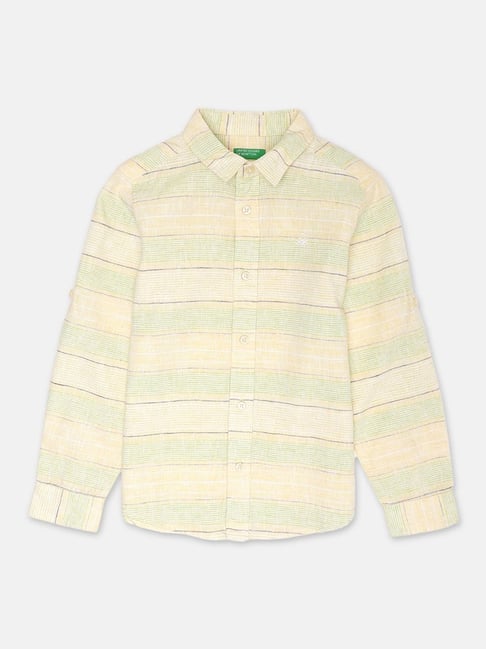 United Colors of Benetton Kids Yellow & Green Striped Shirt