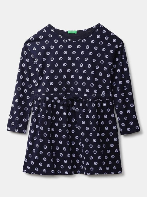 United Colors of Benetton Kids Navy & Purple Cotton Floral Print Dress