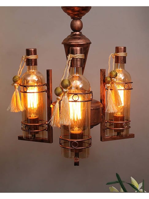 Homesake Vintage Edison Brown Metal 3-In-1 Rubbed Oil Antique Chandelier(Bulb not included)