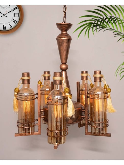Homesake Vintage Edison Brown Metal 5-In-1 Rubbed Oil Antique Chandelier(Bulb not included)