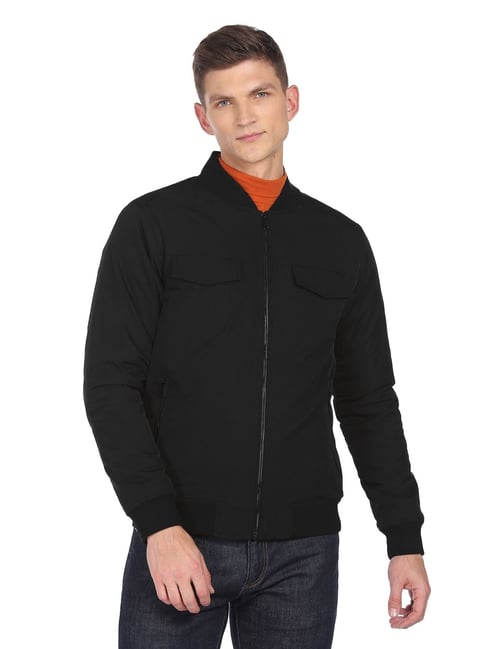 Buy Arrow Sports Men Navy Stand Collar Zip Up Solid Casual Jacket -  NNNOW.com