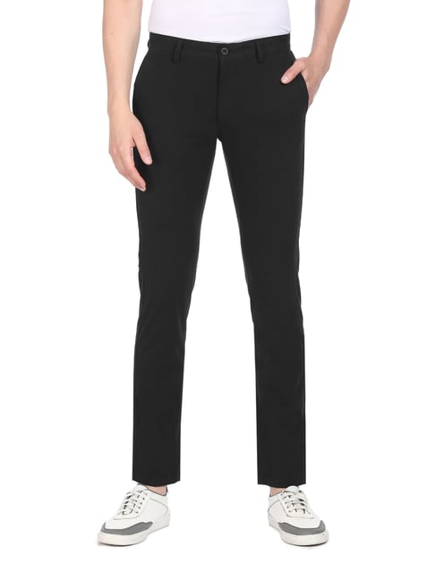 U S Polo Assn U.S. Polo Assn. Black Cotton Slim Fit Trousers