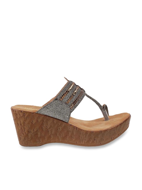 Mochi Women's Grey Toe Ring Wedges Price in India