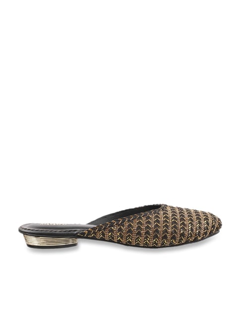 Mochi Women's Black & Gold Mule Sandals Price in India