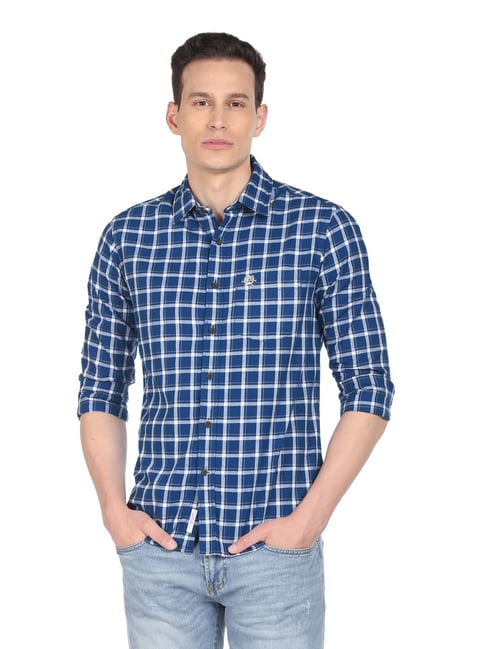 U S Polo Assn U.S. Polo Assn. Navy Regular Fit Checks Shirt