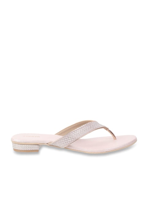 Mochi Women's Rose Gold Thong Sandals