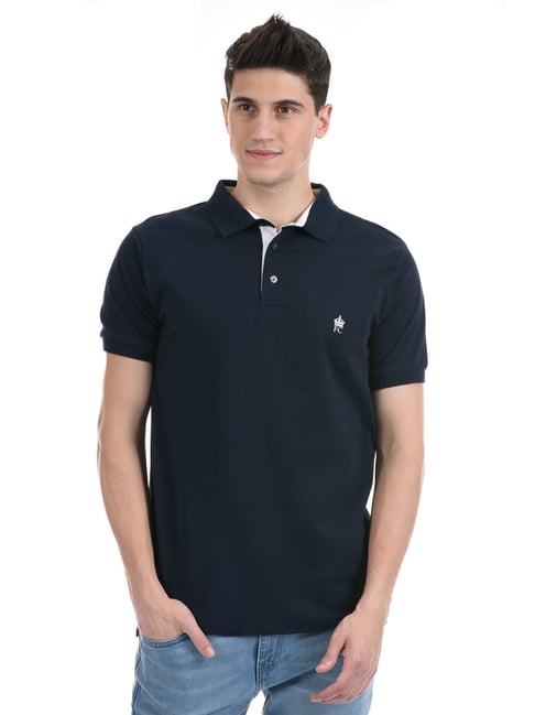 FCUK Marine Blue Regular Fit Polo T Shirt