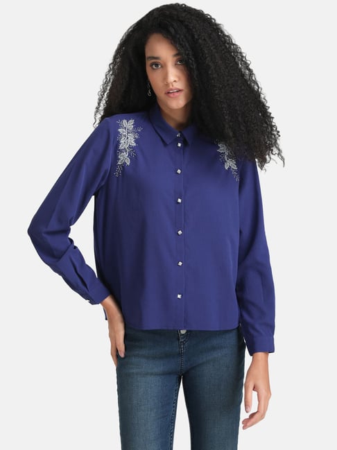 Kazo Blue Embellished Shirt Price in India