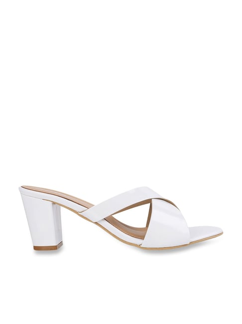 White Strappy Platform Block Heel Sandals | New Look