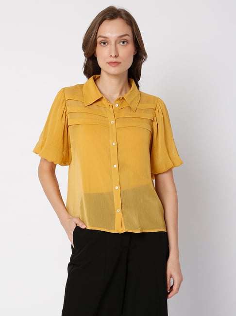 Vero Moda Yellow Regular Fit Shirt Price in India