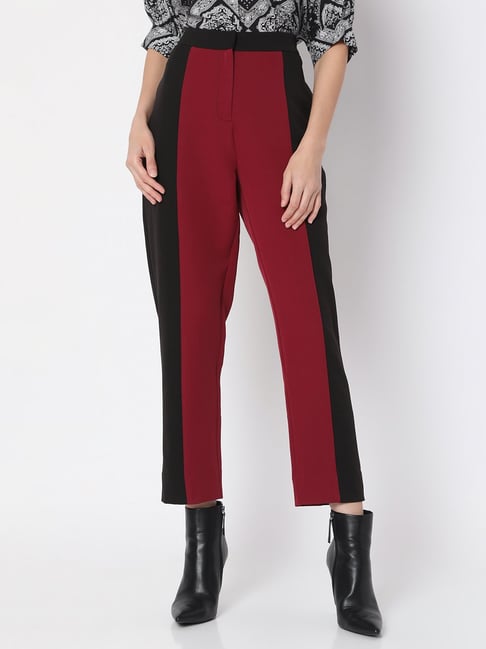 Burgundy Slim Fit Tuxedo Pants for Women – LITTLE BLACK TUX