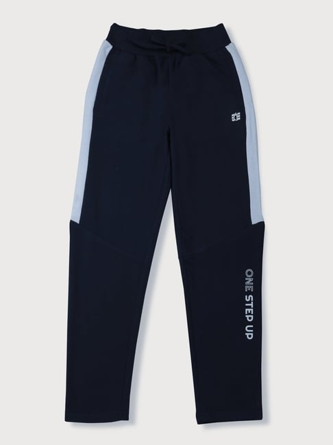 Gini & Jony Kids Navy & Blue Cotton Color Block Trackpants