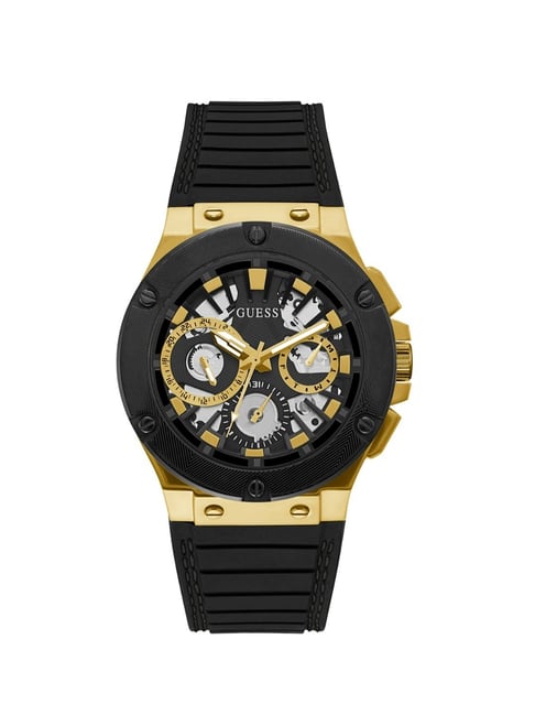 GUESS CIRCUIT Men Round Gold Tone Dial Analog Watch GW0487G5