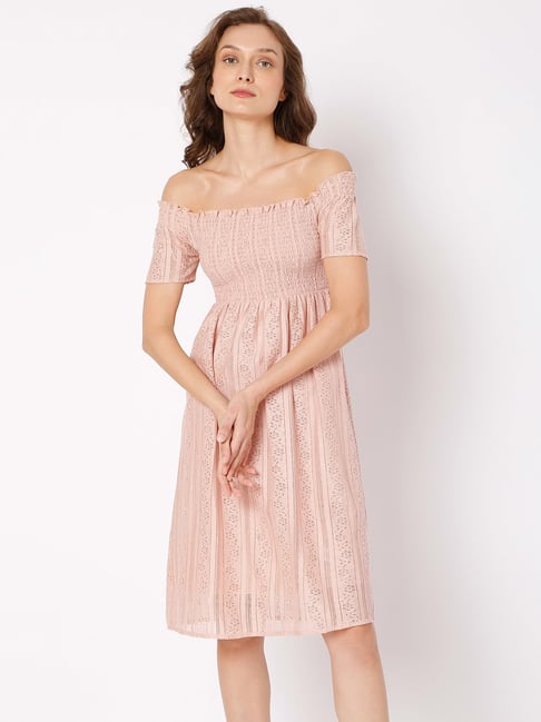 Off the shoulder clearance midi skater dress