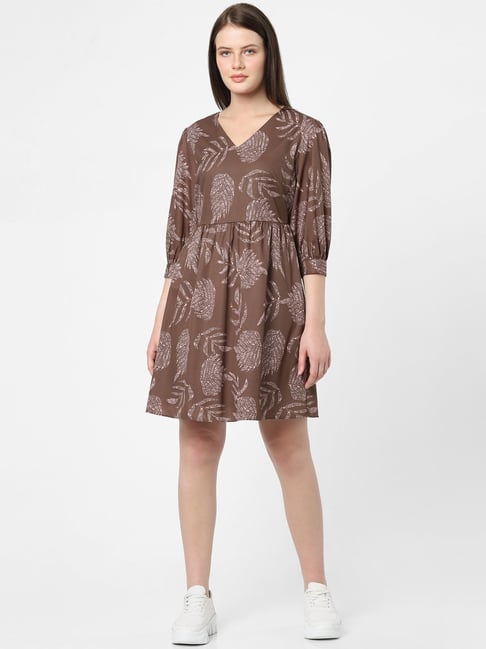 Buy Vero Moda Brown Printed Above Knee A Line Dress for Women s