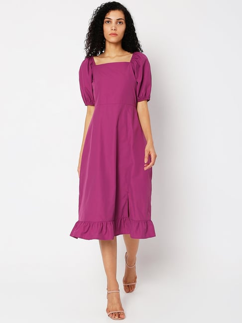 Vero Moda Purple Below Knee A Line Dress Price in India