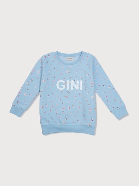 Gini & Jony Kids Blue Sequence Full Sleeves Sweatshirt