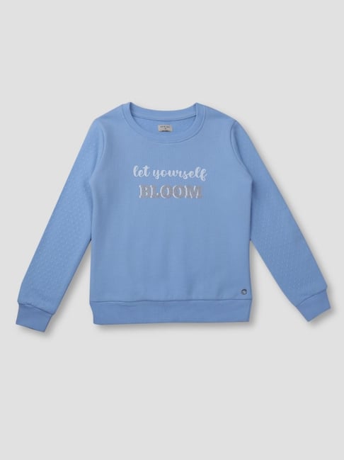 Gini & Jony Kids Blue Cotton Printed Full Sleeves Sweatshirt