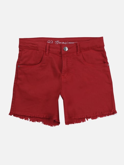 Gini & Jony Kids Red Regular Fit Shorts