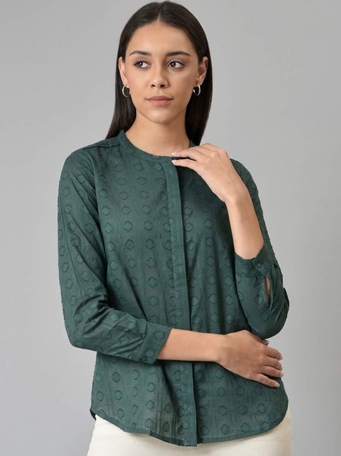 W Green Cotton Shirt Price in India